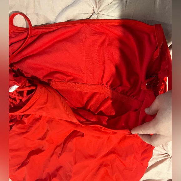 Red Lace Up Swimsuit - Picture 8 of 8